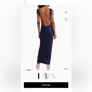 Navy Blue Pierre silk open back formal gown